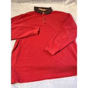 L.L.Bean XL Tall Red Long Sleeve Polo Shirt‎ Mens Cotton Casual Top